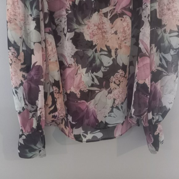 Portmans floral long sleeve sheer blouse (sz 6) keyhole detail - Picture 7 of 9